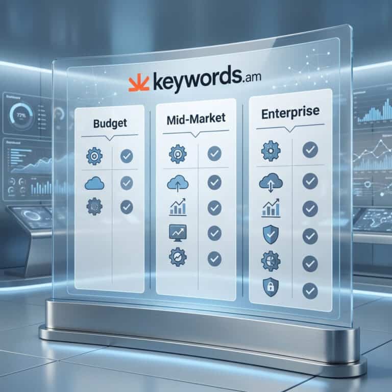 Amazon keyword research tool feature comparison matrix showing Keywords.am unique capabilities vs Helium 10 and Jungle Scout